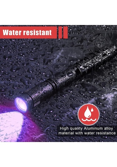Valkyrie 395nm Ultraviyole Uv Kalem El Feneri - Alüminyum Darbeye Suya Dayanıklı Cep Feneri Klipsli Kalem Fener Blacklight Siyah