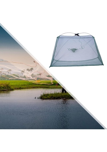 Homyl Balık Ağı Katlanabilir Istakoz Naylon Örgü Çelik 100-cmx100-cm
