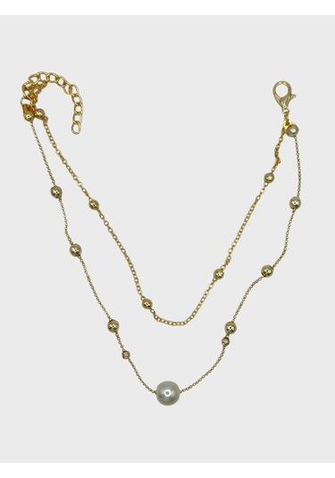 Arnes Jewelry Çelik Dorikalı İncili Halhal Ar588nes Gold