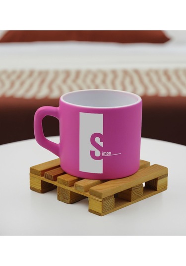 Bk Gift Kişiye Özel İsimli Pembe Renkli Middle Çay & Kahve Fincanı-4, Arkadaşa Hediye, Sevgiliye Hediye, Doğum Günü Hediyesi Kobitmeyencom32522 Bk Gif