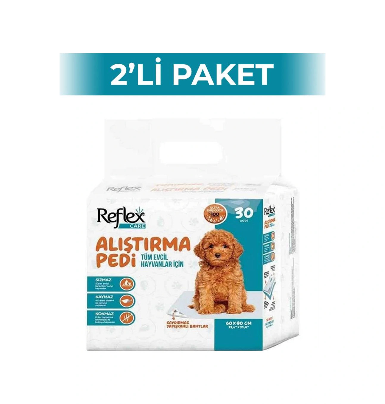 Reflex Care Kaydırmaz Evcil Hayvan Tuvalet Eğitim Pedi 60x90 Cm 30'lu 2 Adet