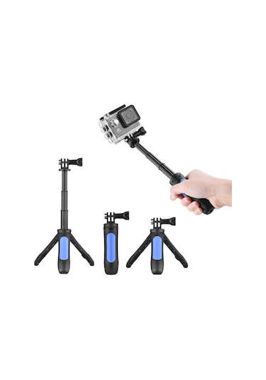 Reedark Mavi Mini Tripod Ve Selfie Stick, Su Geçirmez Kılıfı Olan Spor Kameralar İçin Uyumlu Gopro, Yi, Sjcam