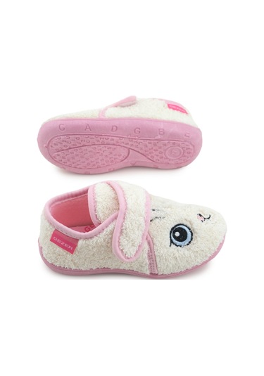 Gezer Kız Çocuk Kışlık Tek Cırt Cırtlı Ayarlanabilir Rahat Taban Ev, Bahçe, Okul, Kreş Panduf Ayakka Beyaz