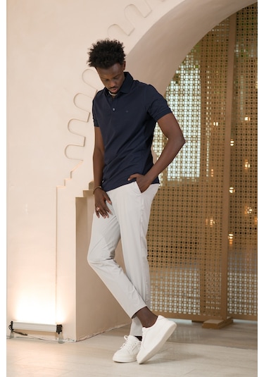 Paul Martin Örme Polo Yaka Regular Fit Pamuklu Ve Likralı T-shirt Lacivert