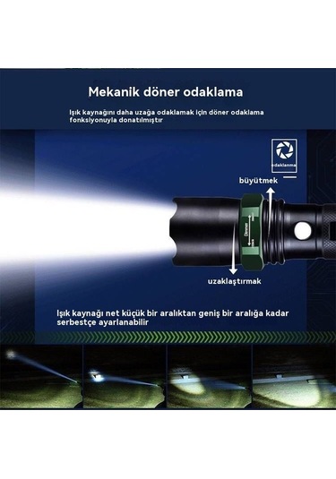 Createtech Zoom Xpe Vertebra Tuomeng Siyah Şarjı Şarj Pil Parlak Led Kuyruk Kutu Işık Fonksiyonlu Feneri Feneri El El Daire Çok Cihazı Büyük Araba Alaşımlı Açık 126g-yeşil Jy Siyah