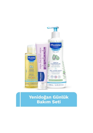 Mustela Bebek Günlük Seti ( Şampuan Pişik Krem Masaj Yağı)