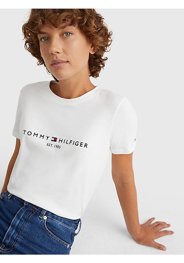 Tommyhilfiger Organik Pamuk Bayan T-shirt Beyaz