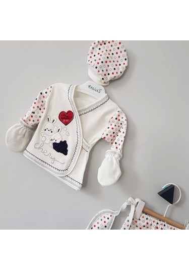 Erkek Bebek Kutulu Tavşan 5li Zıbın Seti Çok Renkli