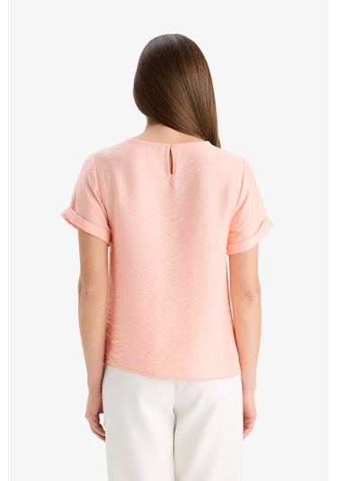 Defacto Regular Fit Yuvarlak Yaka Kısa Kollu Bluz C8831ax25smpn339 Pembe