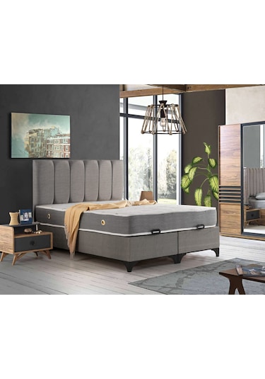 Çift Kişilik Yatak Baza Yarma Dikine Başlık Seti Basic Comfort By Set