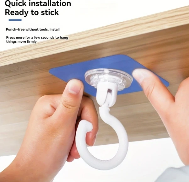 Xuweiwei Siyah 360 Derece Dönen Tavan Kancası Çizilmeyecek Deliksiz Kendinden Yapışkanlı Sivrisinek Filesi Askısı Siyah