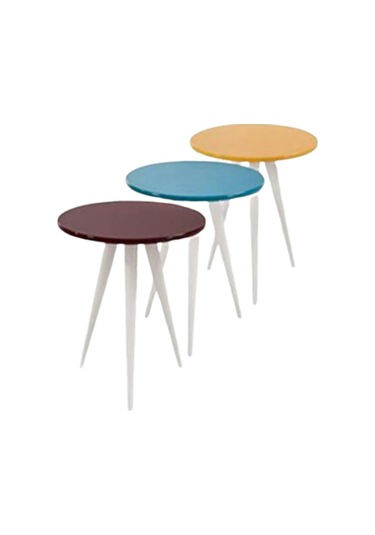 Zigon 3 Ayak Parlak 3 Renk Model Sehpa Kayın Torna Retro Ayak Mdf