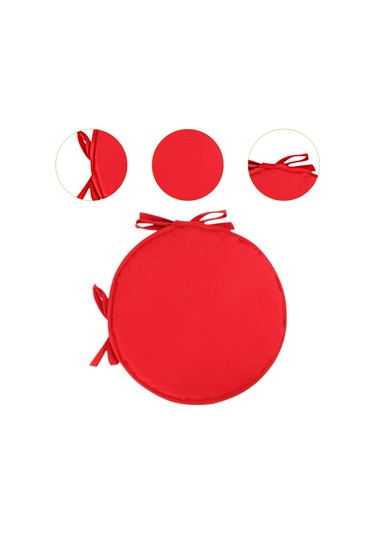 Suntek Yuvarlak Sandalye Yastık Zemini Pouf Mat Kırmızı-38-cm Kırmızı 38 Cm