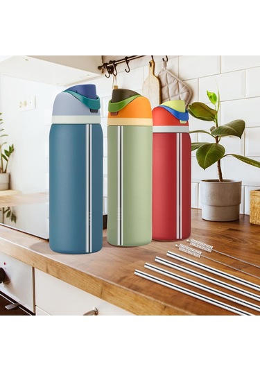 Shineyee 24-32 Oz Su Şişeleri İçin Paslanmaz Çelik Yeniden Kullanılabilir Metal Pipetler 2 Adet Temizleme Fırçası İle Tam Uyumlu, Sağlıklı İçecek Deneyimi