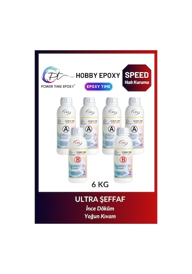 6 Kg Hobi Epoksi Speed/ Hızlı Kuruma/ Şeffaf Epoksi Reçine Ince D