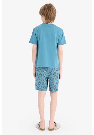 DeFacto Erkek Çocuk Pijama Takımı Baskılı Kısa Kollu Üst Desenli Şort D9989A825SMBE536 DeFacto Erkek Çocuk Pijama Takımı Baskılı Kısa Kollu Üst Desenli Şort D9989A825SMBE536