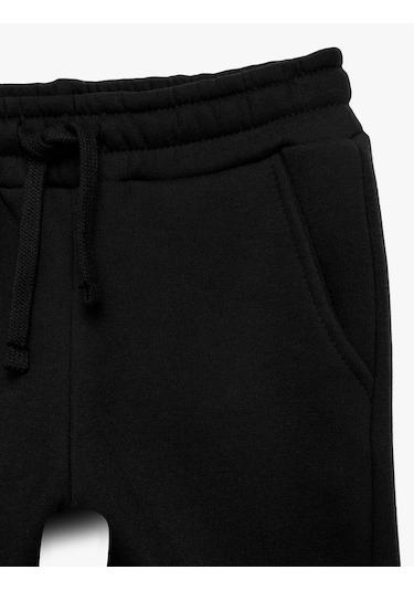 Koton Cep Detaylı Beli Lastikli Pamuklu Şardonlu Jogger Eşofman Altı Siyah 7wkb40063tk