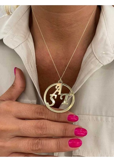 Vog Kişiye Özel Çember Harf Kombinasyon 925 Ayar Gümüş Sevgiliye,anneye,eşe,hediye Kolye