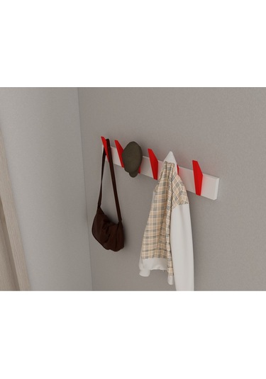 Hepsi3boyutlu Modern Duvar & Kapı Kanca Askılık - 6 Adet Kırmızı Kanca Askılık - Model No : 4 Kırmızı