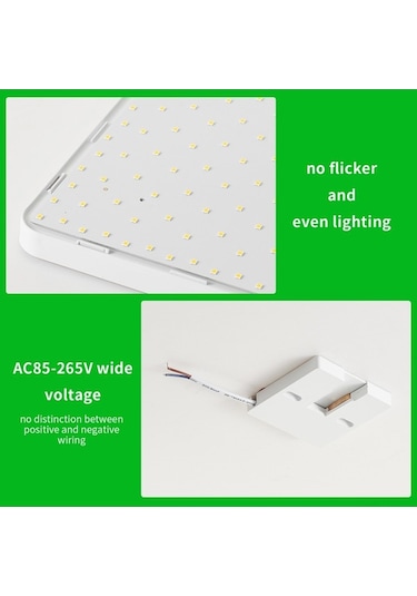 Novahub Parlak Led Tavan Aydınlatma - 24w Kare Avize, Mutfak & Yatak Odası İçin 6500-7000k Beyaz Işık Beyaz