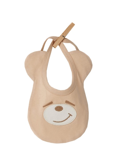 Andywawa Erkek Bebek Ayıcık Kabartmalı Önlüklü Tulum Takım AC2276 Bej