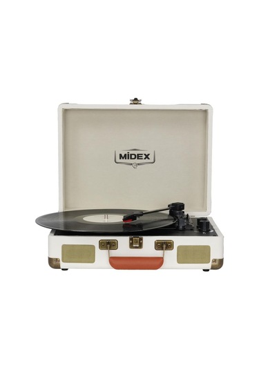 Midex Mtx-101wh Nostaljik Retro Pikap Plak Çalar Şarjlı Bluetooth Aux Hoparlörlü 3 Devir İğne Dahil