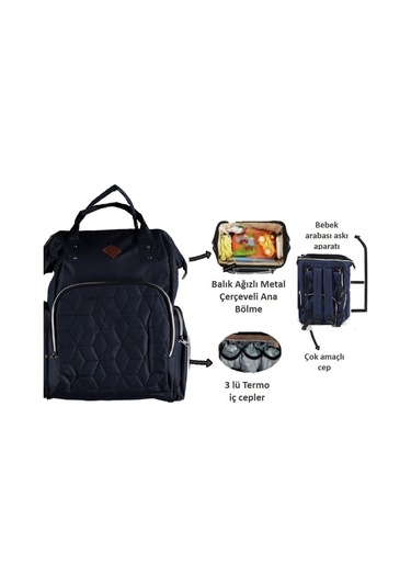 Bebek Taşıma Seti Portbebe & Anne Bebek Bakım Çantası Lacivert