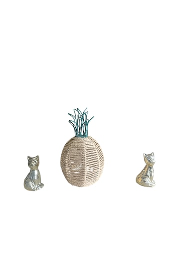 9cm -6cm Ebatlarında Kırılmaz Polyester, Kedi Figürlü Biblo