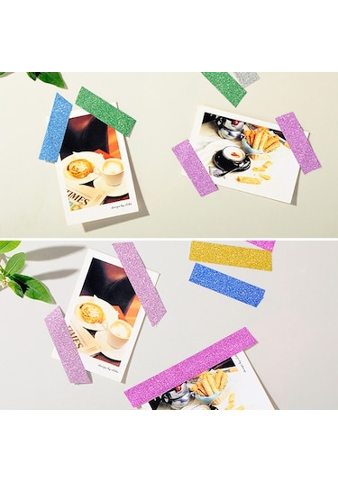 Flash Washi Sticky Paper Tape Label Dıy Decorative Tape, Length: 10m Gül Kırmızısı Diğer