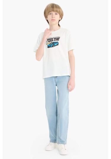 DeFacto Erkek Çocuk Bisiklet Yaka Baskılı Kısa Kollu Tişört F0176A825SMGN1273