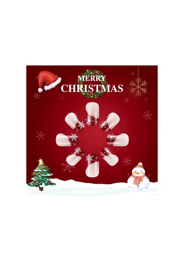 Kısa Parlak Kare Tırnaklar Yeni Noel Kırmızı Ve Beyaz Degrade Simli Şeritler Çıkarılabilir Giyilebilir Tırnak Sanatı 24 Parça Dahil Araçlar Ys424