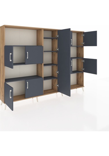 Arges Dolap 10 Raflı 9 Kapaklı 220x30x163 Çam-antrasit Çam-antrasit