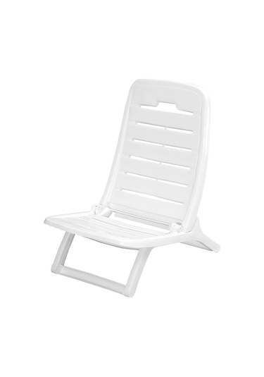 Omnipazar Mt-gf170 Tempo Katlanır Plastik Plaj Sandalyesi Beyaz Beyaz