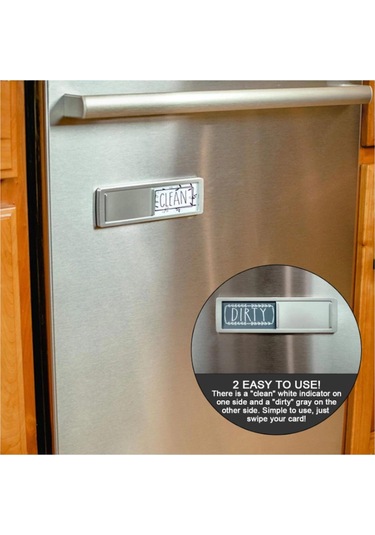 Neevoyu Bulaşık Makinesi Mıknatıslı İşaretçi - Temiz/kirli Durumu Gösterici, Gümüş Renkli Kırmızı/yeşil İkonlar Gümüş