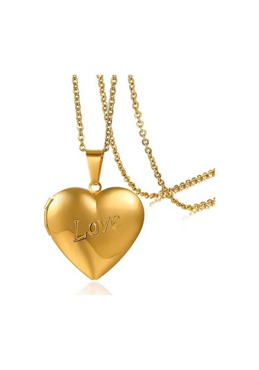 Love Yazılı Metal Gold Kapağı Açılabilen Kadın Kolye Çok Renkli