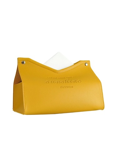 Myinkai Yellow Modern Minimalist Masaüstü Deri Kağıt Mendil Sarı