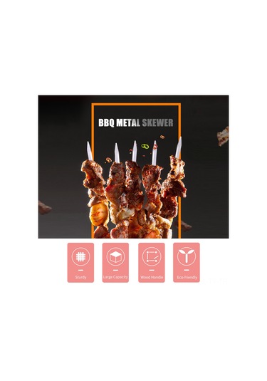 Teltree 6'lı Paslanmaz Çelik Izgara Şarapları, Ahşap Kolu, Isıya Dayanıklı, Gıda Tutucu, Kamp/parti İçin Mkc52t Seti