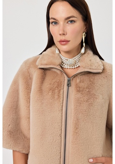 Cecilia Camel Kadın Tüylü Mont 001