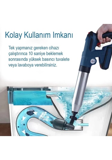 Elektromer El-26077 Şarjlı Yüksek Basınçlı Tuvalet Pistonu Pompası