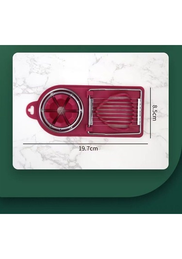 Geeksen Kırmızı Çift Fonksiyonlu Yumurta Kesici Ve Bölücü Aleti Kırmızı