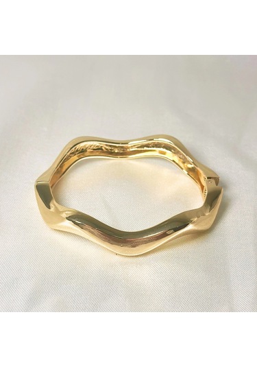 Dalgalı Şık Kelepçe Gold Gold