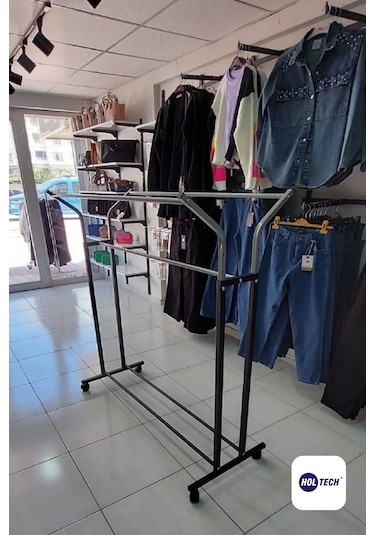 V Ayarlı Askılık, Tekstil Stant, Askılık, Mağaza Askılığı Siyah