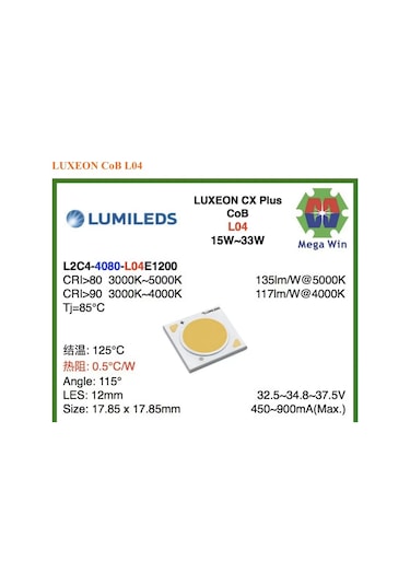 Philips Lumileds Cob Led 30w Luxeon Cx Plus Renk Sıcaklığı 4000k