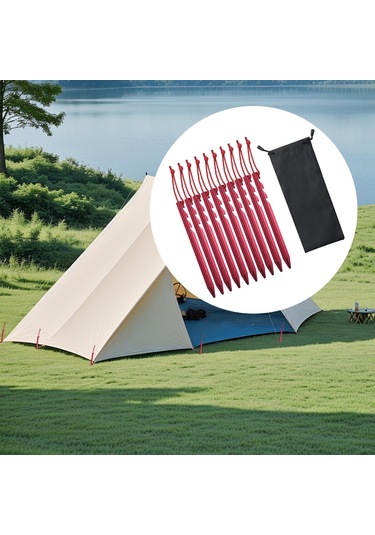 Dolıty 10 Adet Çadır Kazıkları Bahçecilik Açık Kırmızı Kırmızı