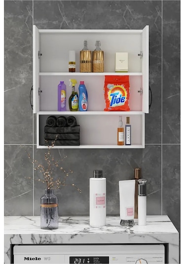 Defne Çamaşır Makinesi Üst Dolabı Beyaz