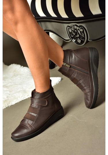 Fox Shoes R555001103 Kahverengi Hakiki Deri Comfort Ortopedik Taban Kadın Bot Kahverengi-hakiki Deri Kahverengi