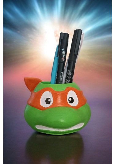 Ninja Kaplumbağa Şeklindeki Kalemlik Michelangelo 7x10 Cm Turuncu