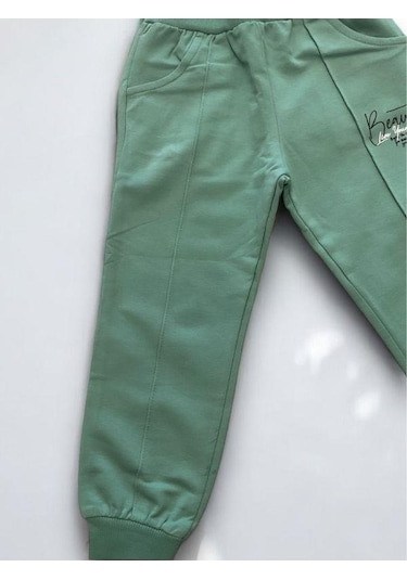 Kız Çocuk Pamuklu Beli Paçası Lastikli Eşofman Alt-15145 Yeşil