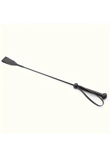 Elmpaly Siyah Yüksek Kaliteli Yapay Deri Kamçı, Atçılık Eğitim Ekipmanı, Dayanıklı Örgü Bilek Kayışı Siyah