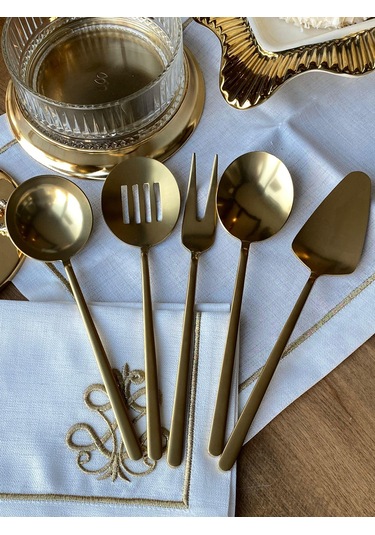 Allegra Mat Gold 5 Parça Sosluk Kepçe Seti